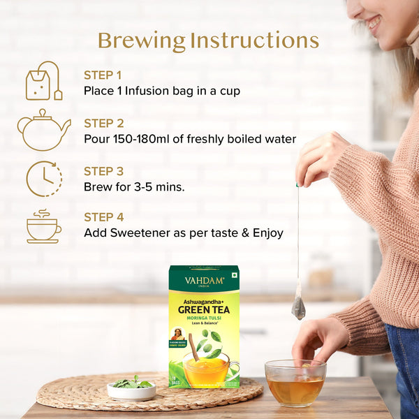 Ashwagandha+ Moringa Tulsi Green Tea 18 TB