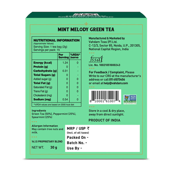 Mint Melody Green Tea, 15 Count