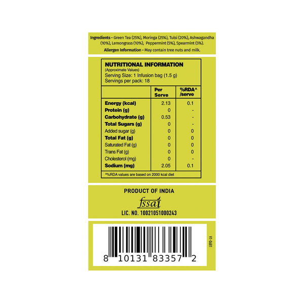 Ashwagandha+ Moringa Tulsi Green Tea 18 TB