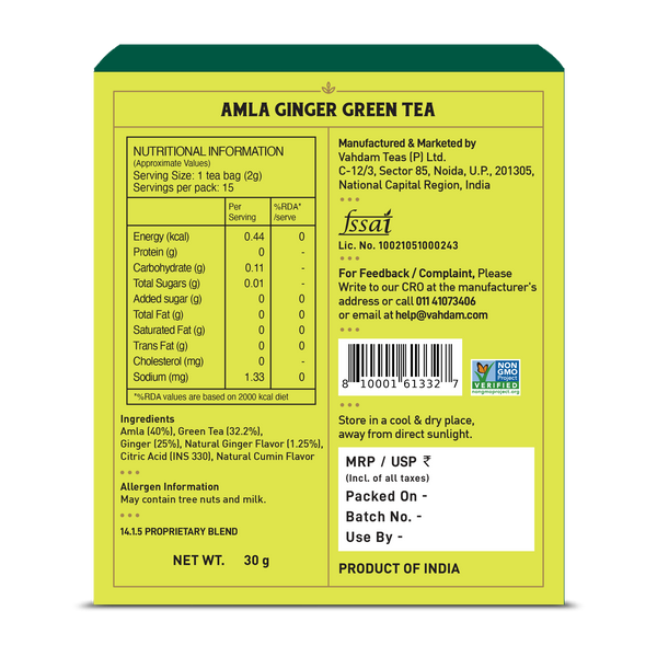 Amla Ginger Green Tea -15 Count